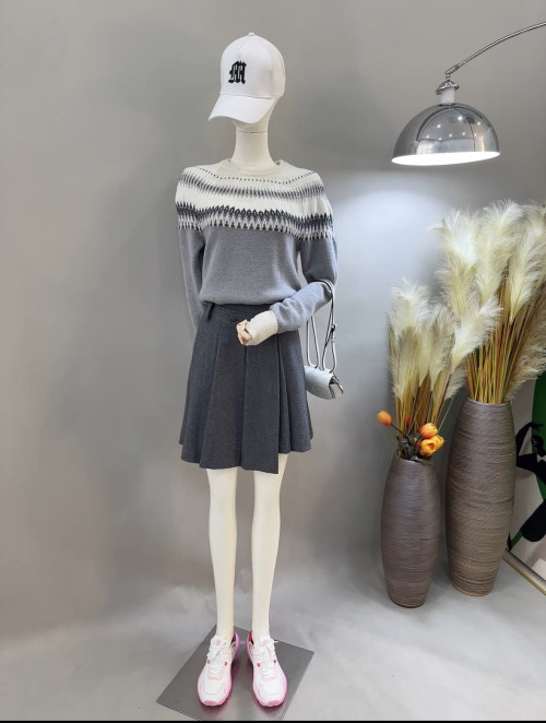 지포어 여성 자카드 니트 스웨터