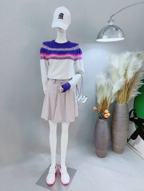 지포어 여성 자카드 니트 스웨터