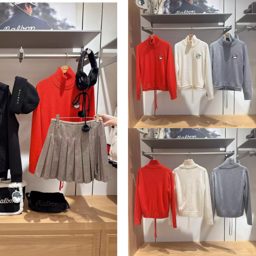 말본 여성 투피스 하이넥 니트 세트