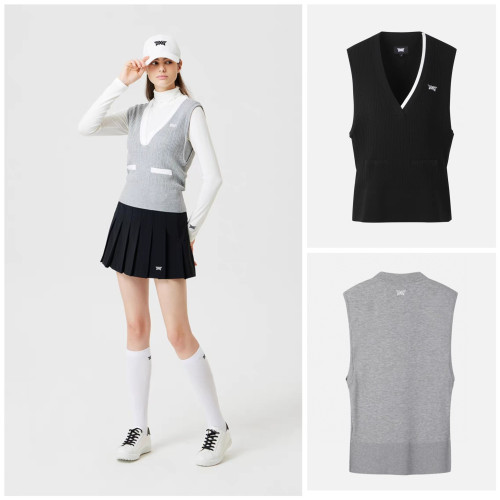 PXG 가을 여성 브이넥 니트 베스트