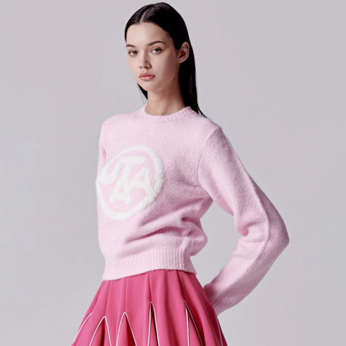 유타골프 2025 봄 여성 보온 라운드 니트 풀오버