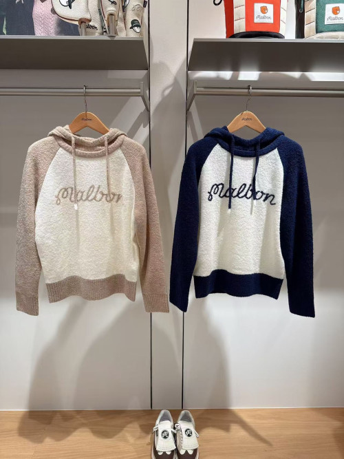 말본 가을 겨울 후드 풀오버 방풍 울 니트 스웨터