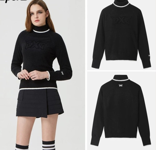 PXG 25 가을 겨울 여성 하이넥 방풍 니트 스웨터