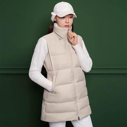 타이틀리스트 25 겨울 여성 후드 중기장 다운 베스트