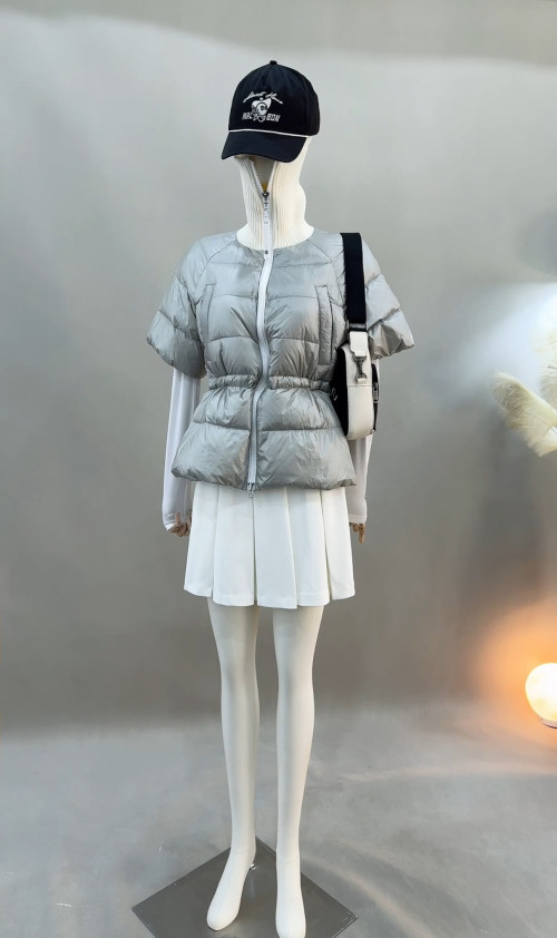 지포어 여성 90 화이트덕다운 반팔 다운 재킷