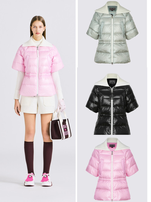 지포어 여성 90 화이트덕다운 반팔 다운 재킷