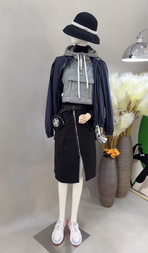 지포어 여성 후드 원피스형 패딩 베스트