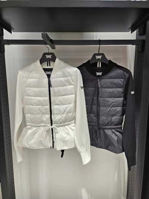 PXG 여성 다운 믹스 니트 슬림핏 재킷