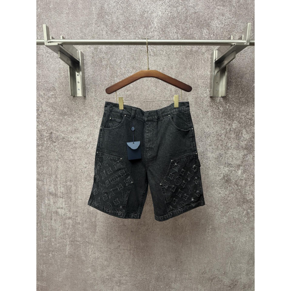워시드 플로킹 커팅 플라워 데님 숏팬츠
