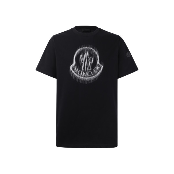 알파벳 로고 프린트 블러 효과 숏 슬리브 티셔츠