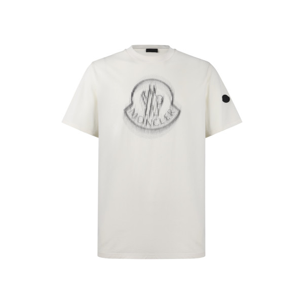 알파벳 로고 프린트 블러 효과 숏 슬리브 티셔츠