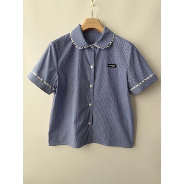 인형 칼라 블라우스 + 미니 스커트 세트