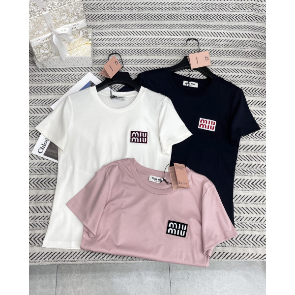 심플 자수 칫솔 알파벳 패턴 티셔츠