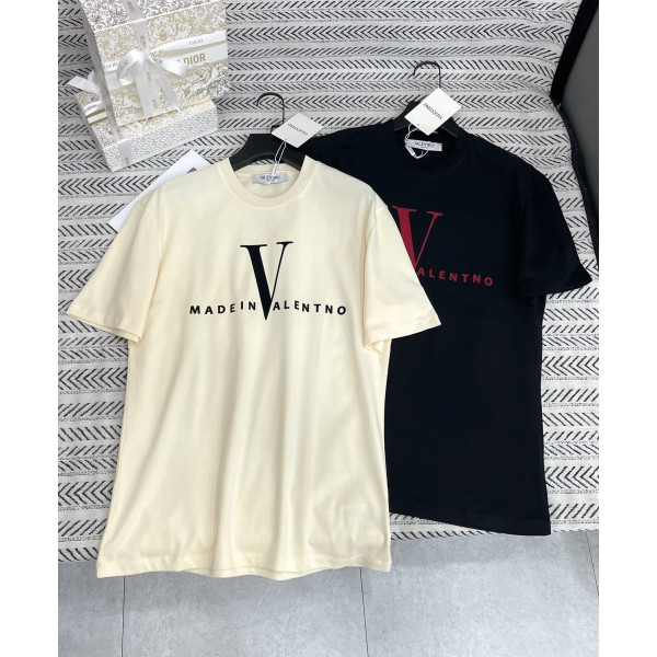 플록 알파벳 인쇄 패턴 티셔츠