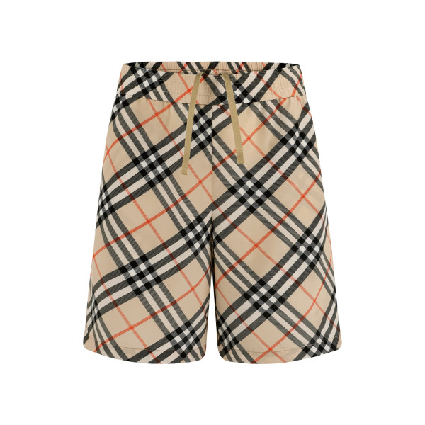 엘라스틱 웨이스트 체크 실크 레저 쇼츠