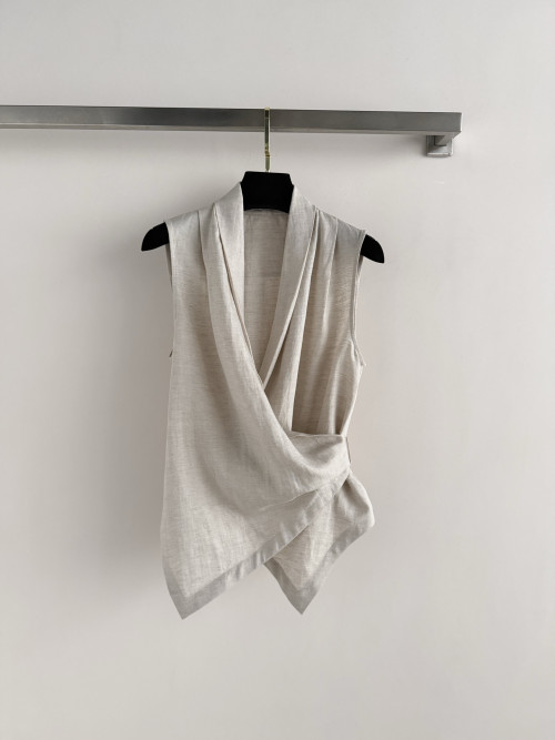 교차 무소매 셔츠