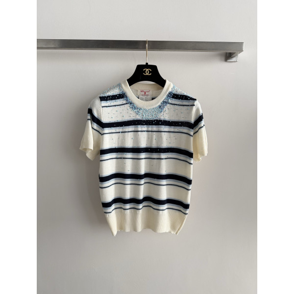 줄무늬 니트 반팔