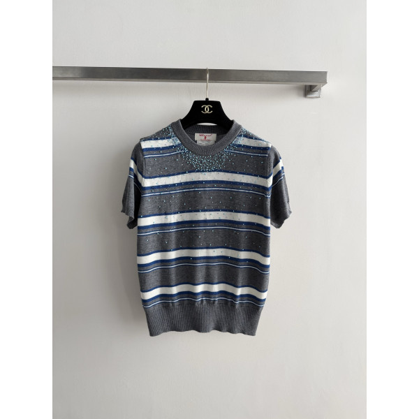 줄무늬 니트 반팔