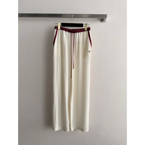 컬러 블로킹 드로스트링 와이드 팬츠