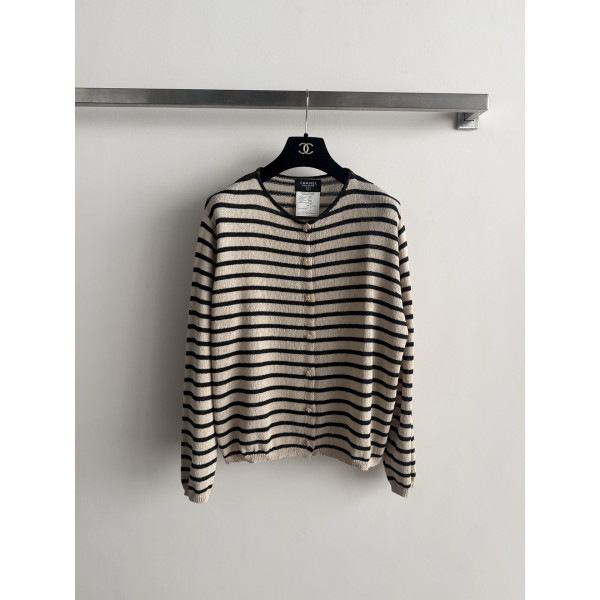 스트라이프 캐시미어 오픈 카디건