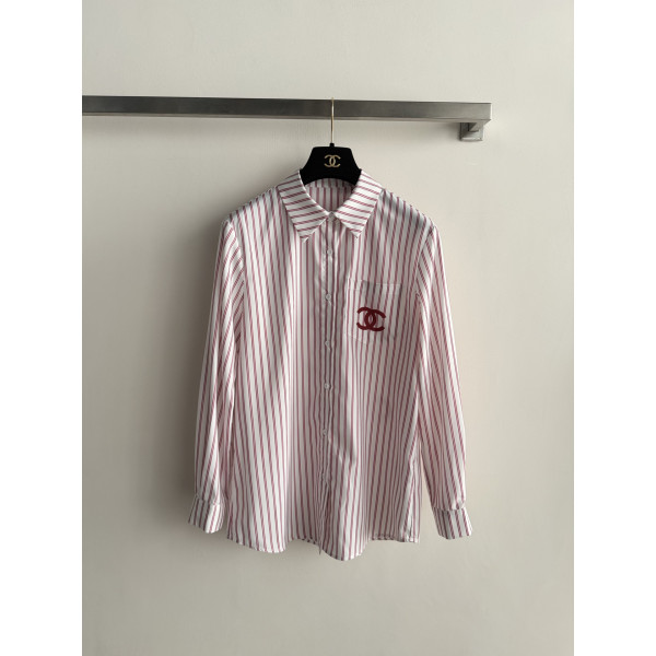 스트라이프 자수 셔츠