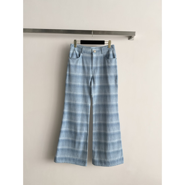 블루 스트라이프 데님 팬츠