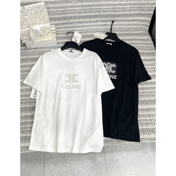 케旋문 알파벳 자수 비즈 패턴 티셔츠