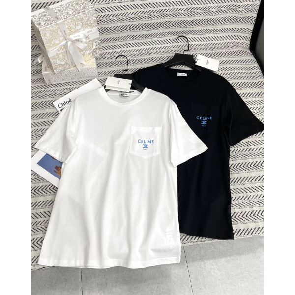 인화 포켓 알파벳 패턴 티셔츠