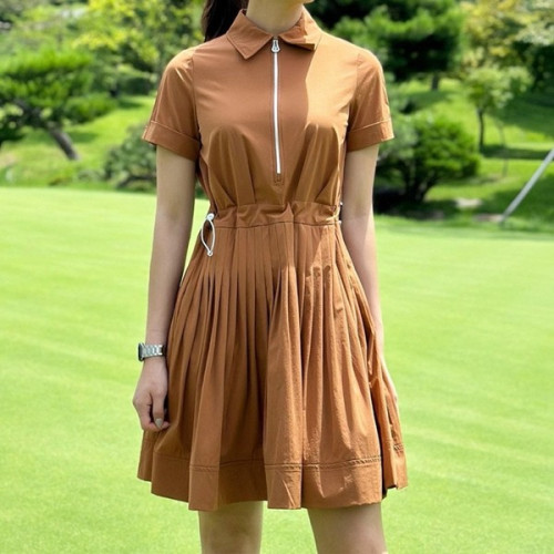 랑방블랑 드로우스트링 플리츠 하프 집업 드레스 (WOMEN)