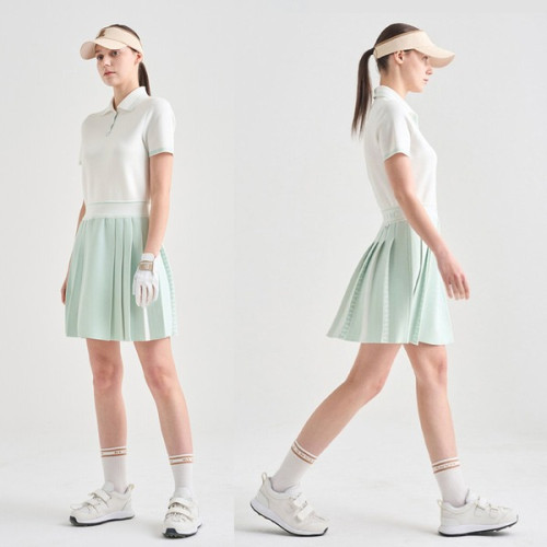 랑방블랑 컬러블록 플리츠 니트 드레스