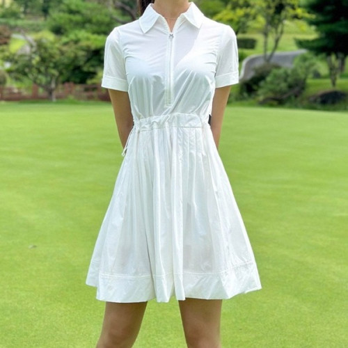 랑방블랑 드로우스트링 플리츠 하프 집업 드레스 (WOMEN)