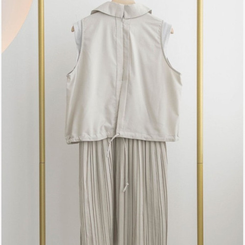 랑방블랑 여성 발수 레이어드 플리츠 원피스