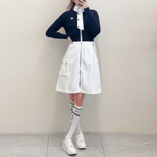 지포어 니트 슬라브 zip 드레스 집업 원피스