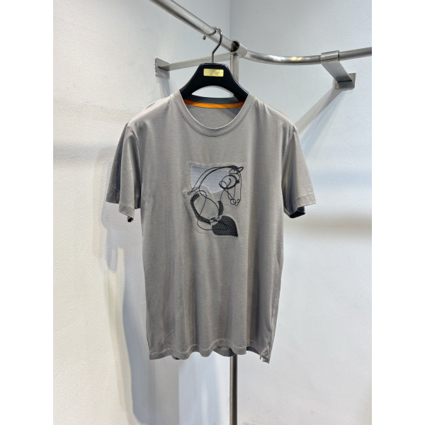 패턴 인화 라운드넥 반팔