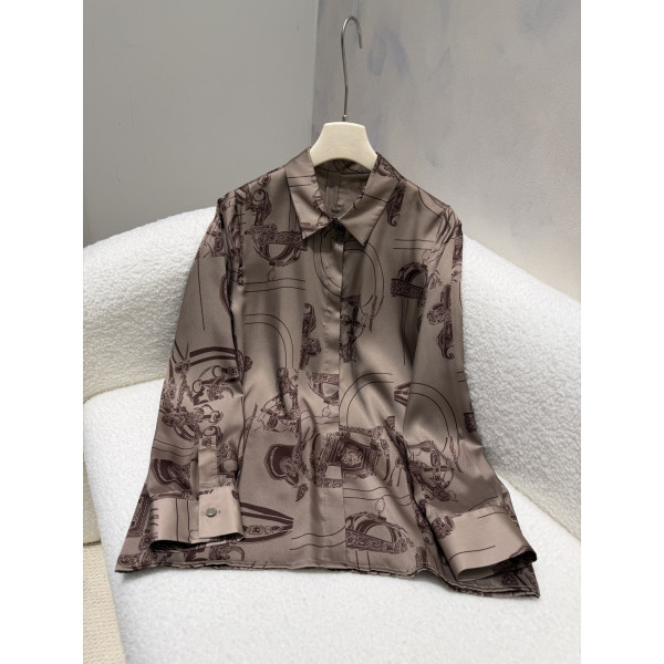 실크 인화 롱슬리브 셔츠