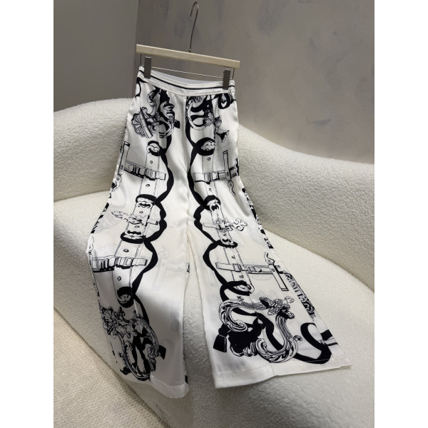 실크 인화 스트레이트 롱 팬츠