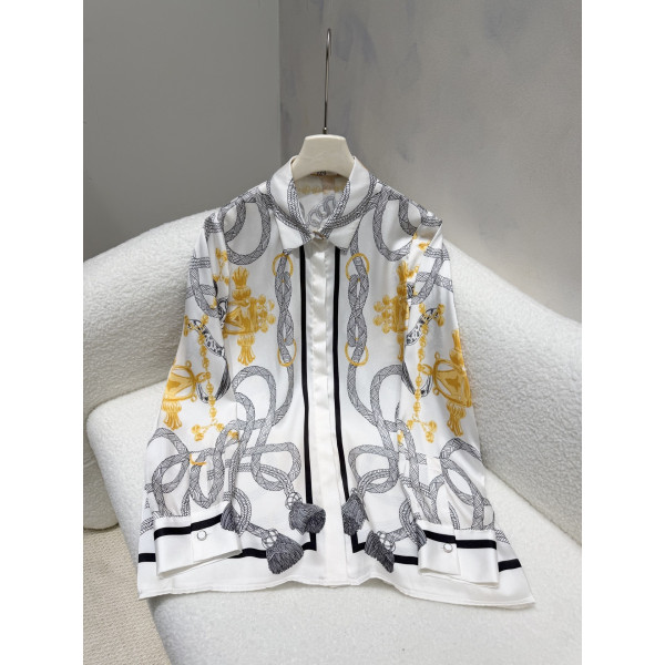 실크 인화 롱슬리브 셔츠