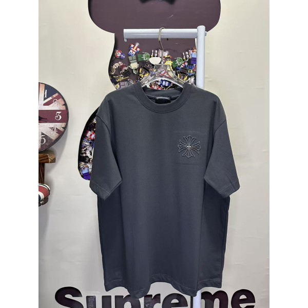 레이저 번아웃 패브릭 자수 커플 숏슬리브