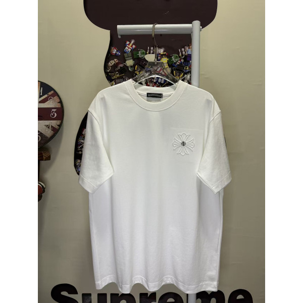 레이저 번아웃 패브릭 자수 커플 숏슬리브