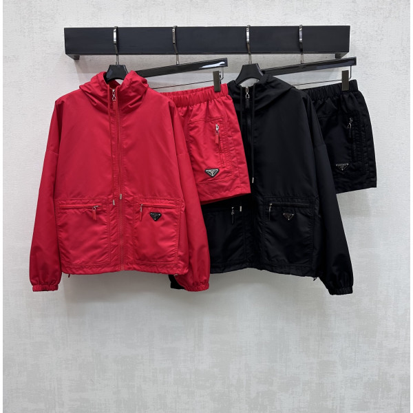 나일론 후드 재킷 숏팬츠 세트