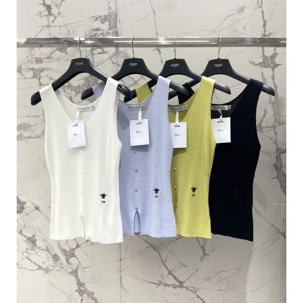 복고 V넥 무소매 니트 오픈 카디건