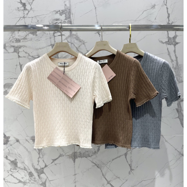 법식 레이스 꽃 테두리 리브 털 니트