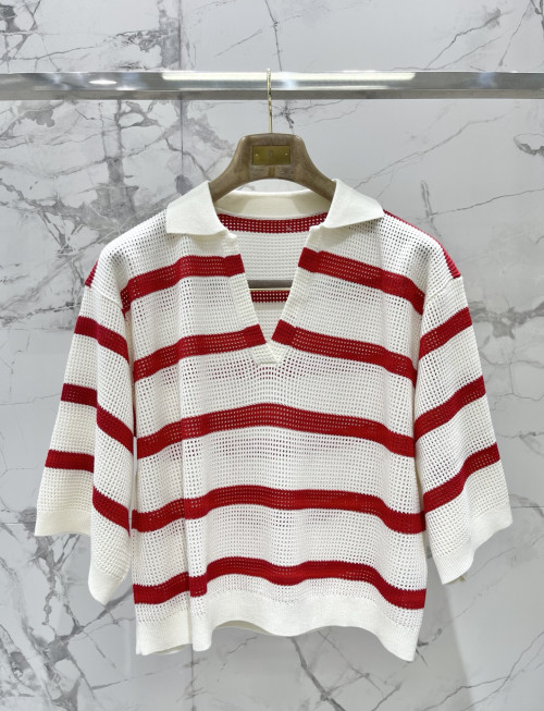 루즈핏 통기성 스트라이프 중袖 숏슬리브