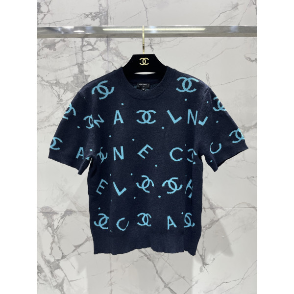 인화 알파벳 니트 반팔