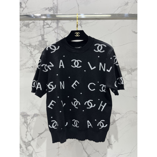 인화 알파벳 니트 반팔