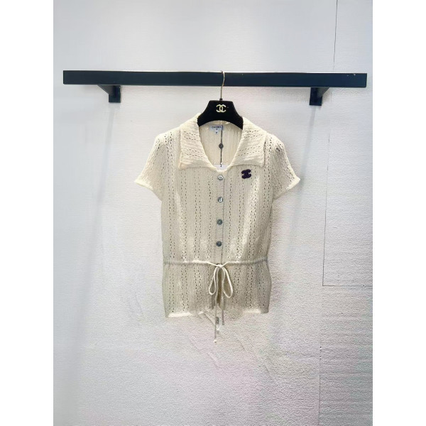 플립 칼라 반팔 오픈 카디건