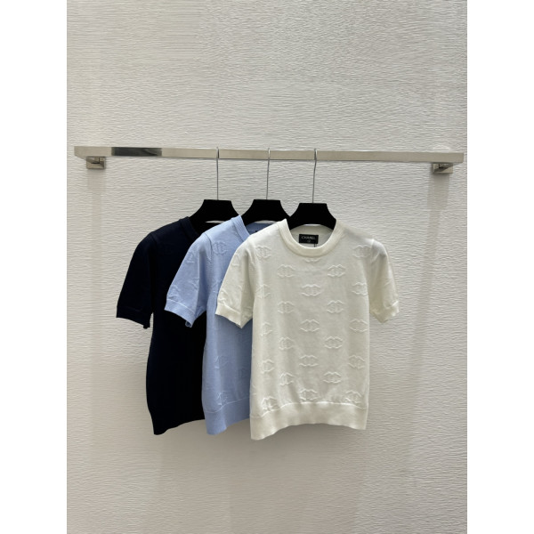 초봄 신상 단색 자카드 라운드넥 니트 반팔