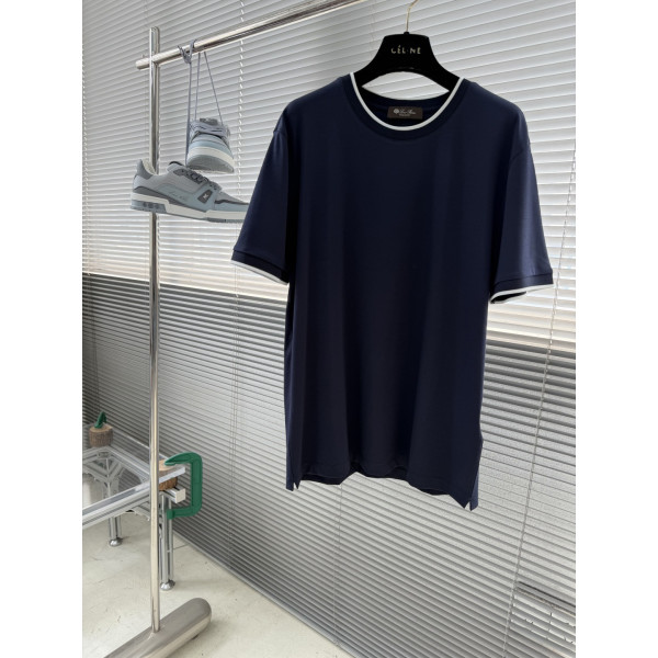 컬러 블로킹 가짜 투피스 라운드넥 반팔 티셔츠