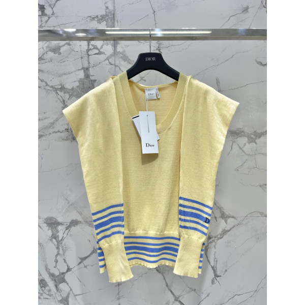 간결 스트라이프 네이비 칼라 니트 숏슬리브