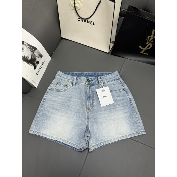 고급 포켓 프린트 데님 쇼츠